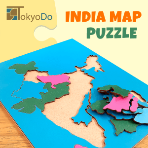 Tokyodo India Map Puzzle for Kids (Ages 4-8) Made Of MDF Board Educational Geography Toy & Brain Booster Game for Boys & Girls