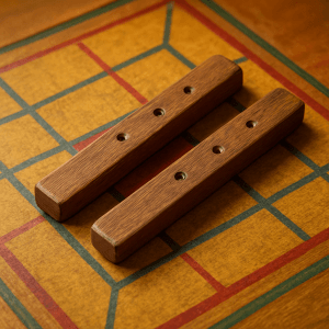 Tokyodo Traditional Wooden Dayakattai Set Of 2 – Authentic Indian Dice for Ludo, Snake & Ladder, Chowka Bhara & Family Game